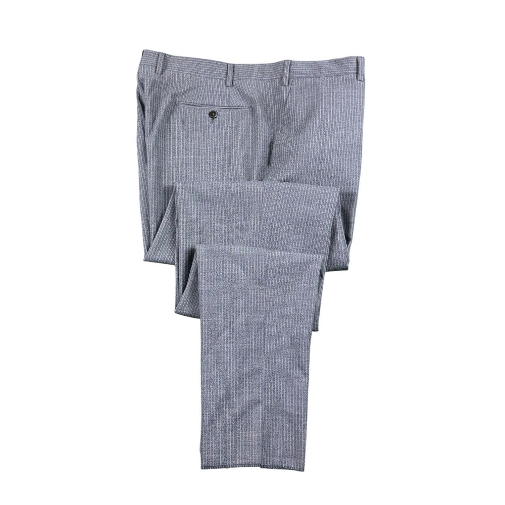 Domenico Vacca Mens Gray Pinstripe Wool Flat Front Trouser 48 Unfinished NWT